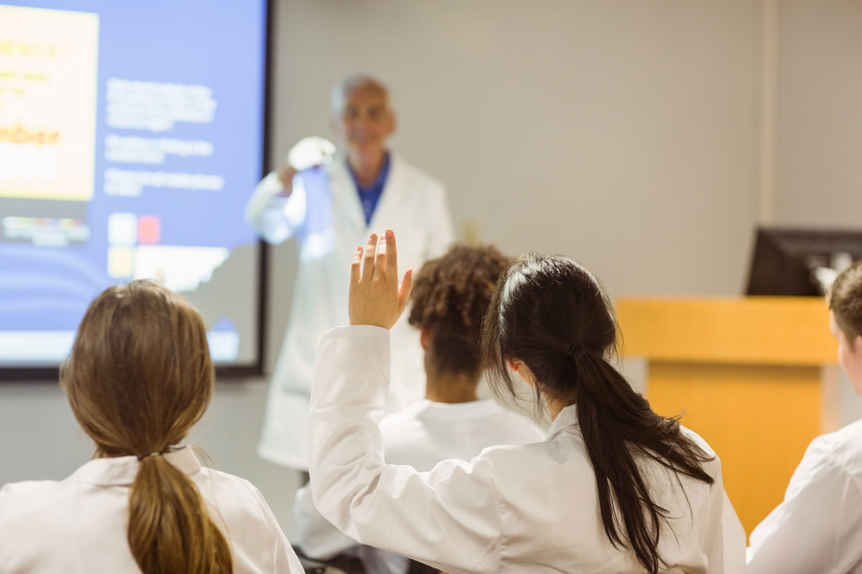 A group of medical students attending a lecture.
