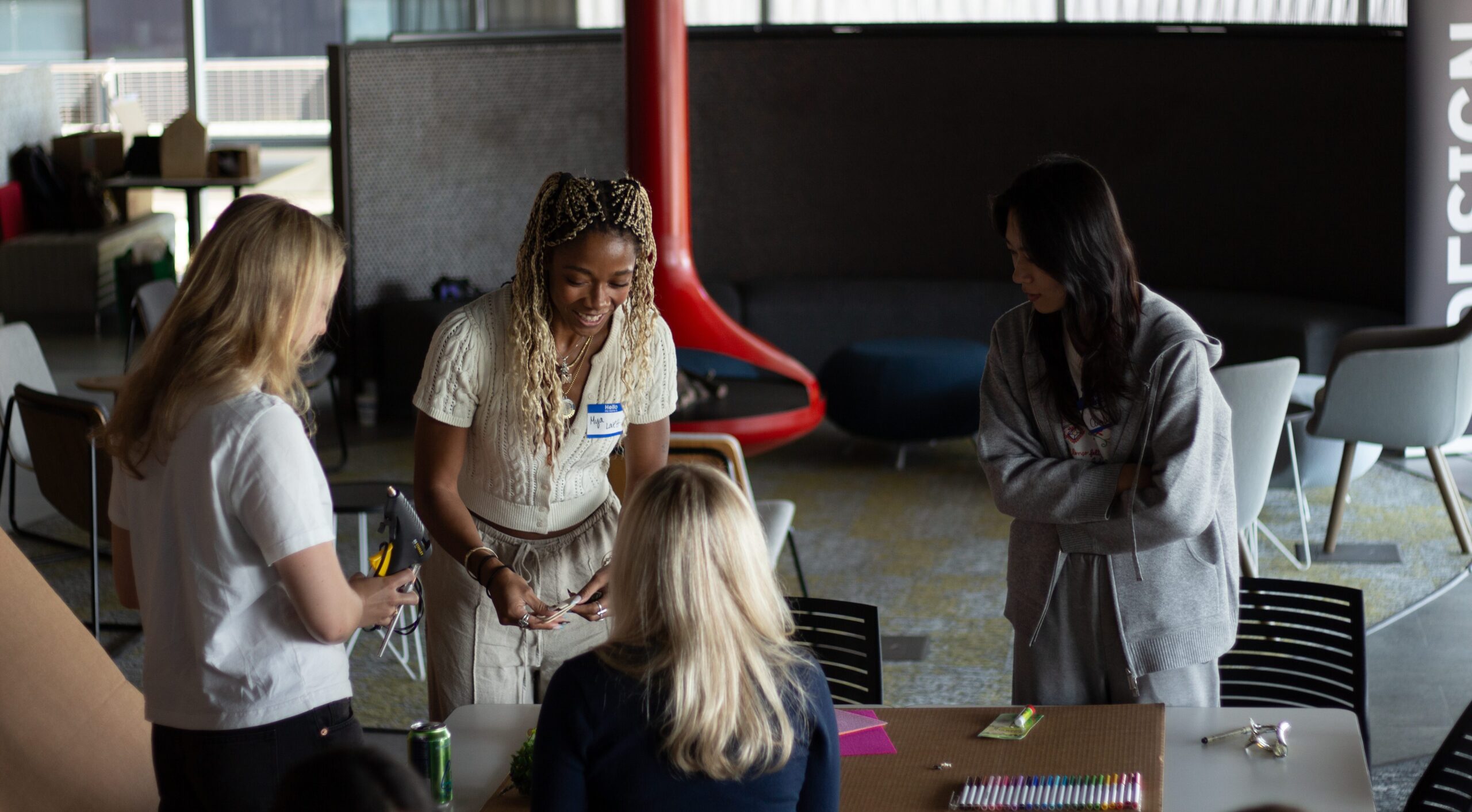 A group of students attending an oriendtation session