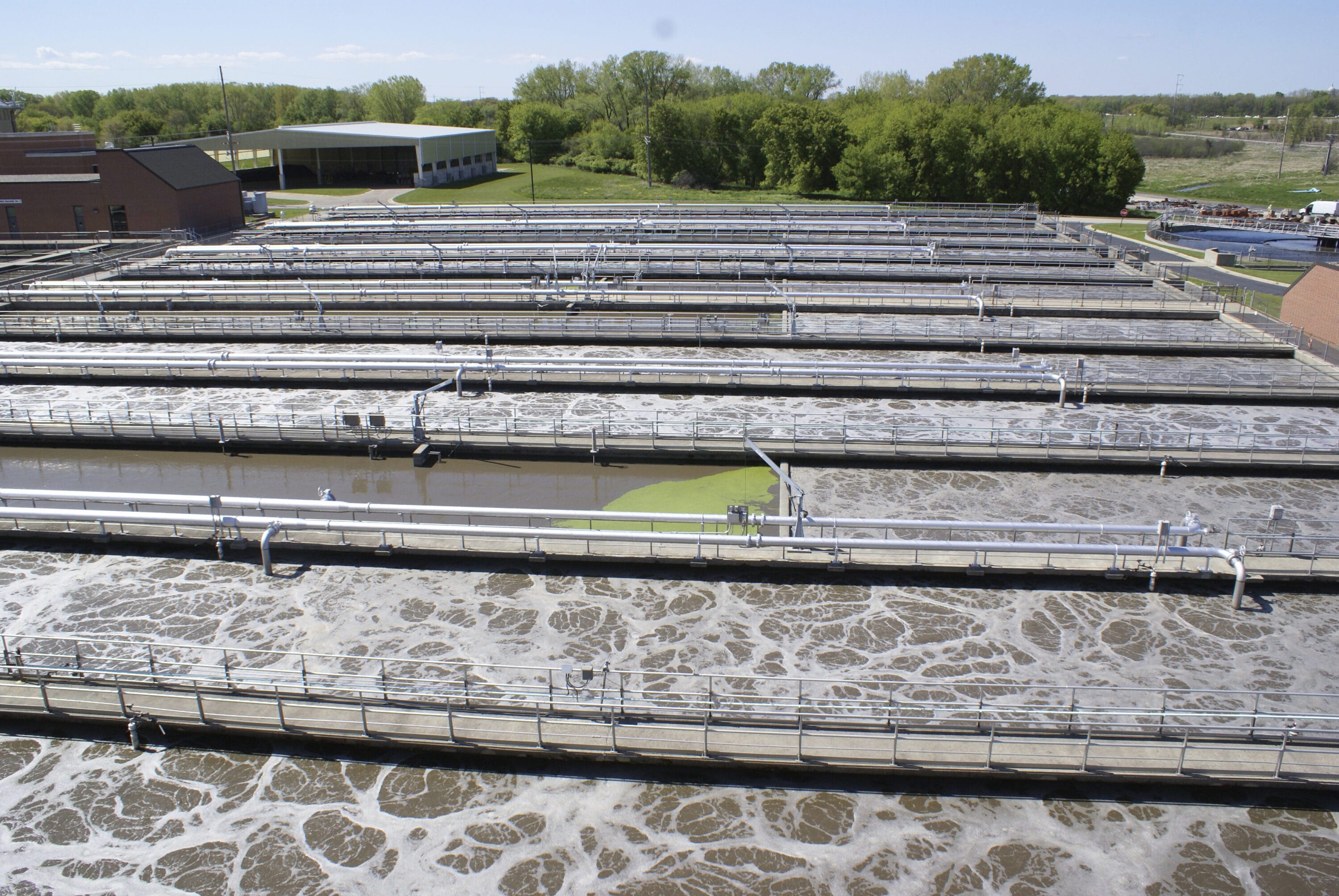 Aerial shot of wastewater engineering plant