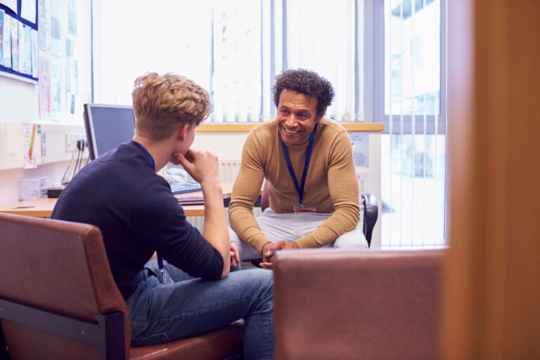 A counselor meeting with a client.