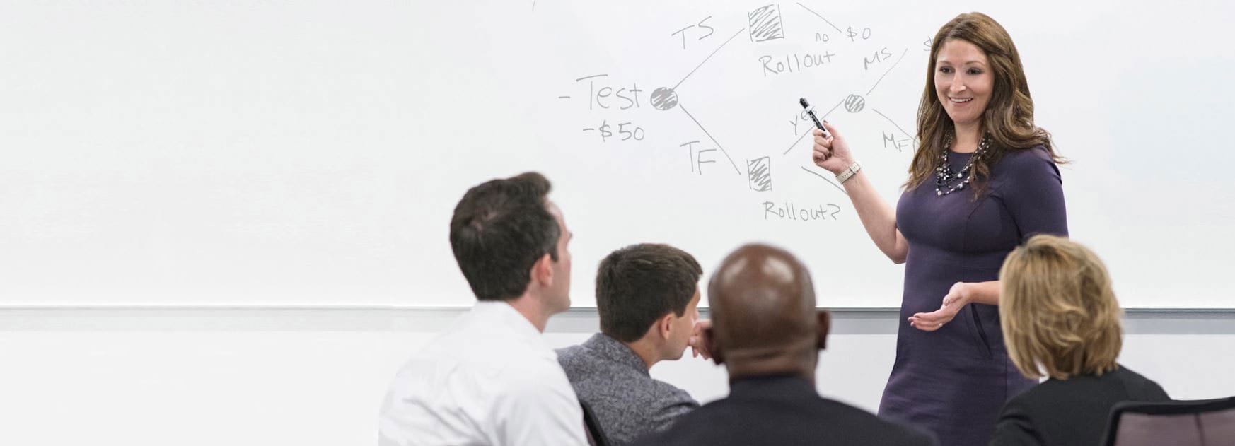 Professional MBA business students attending a lecture.