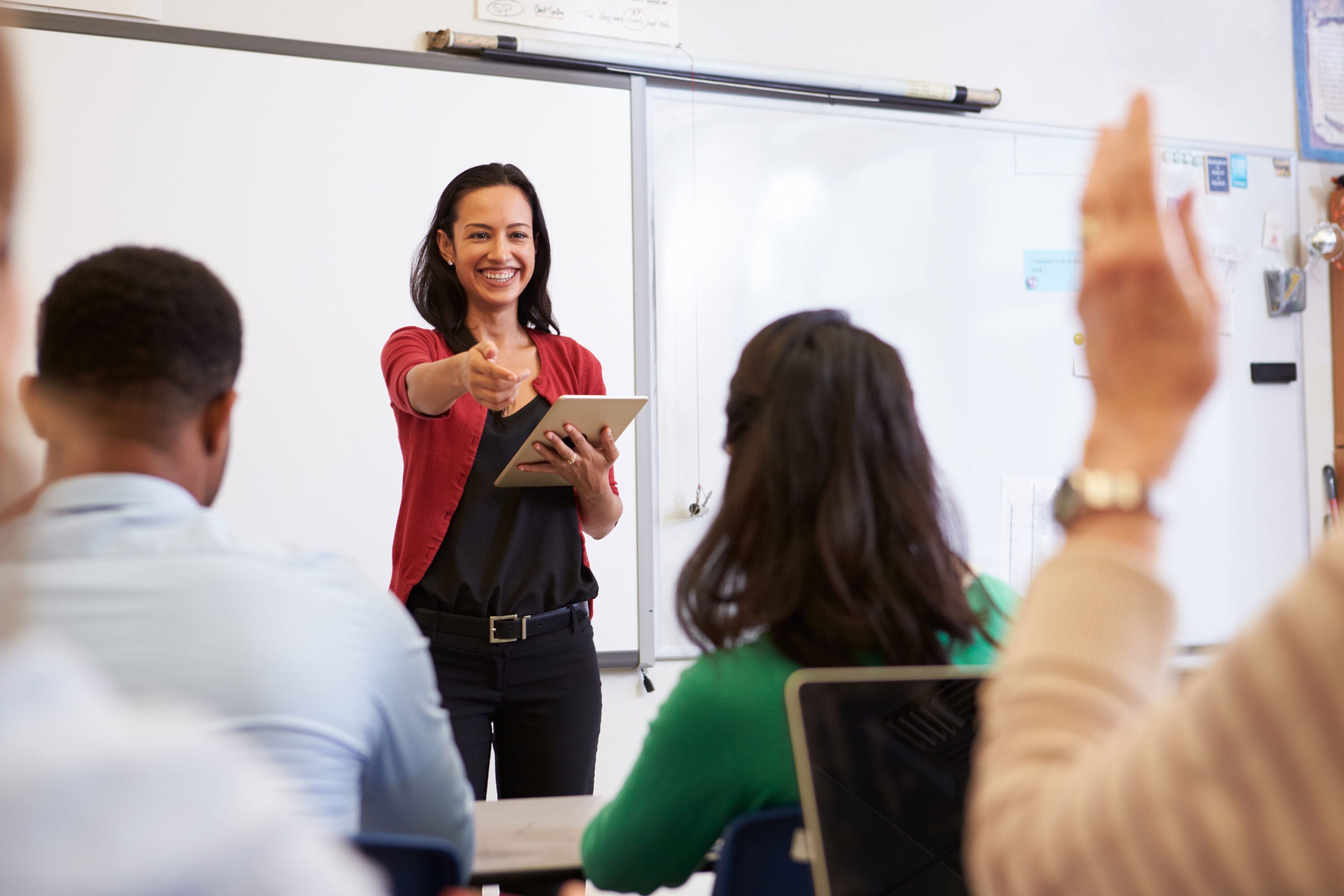 A teacher teaching a class.