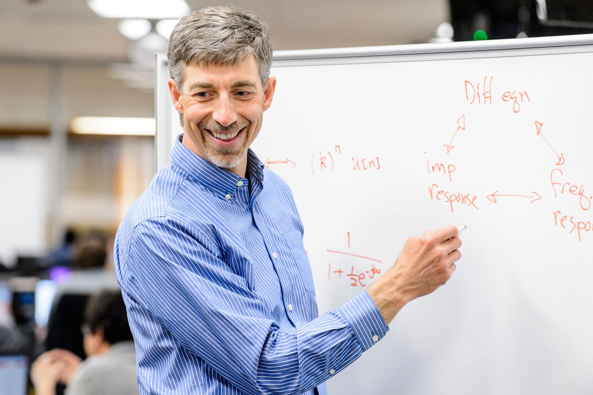 Professor Barry VanVeen writing on a whiteboard.